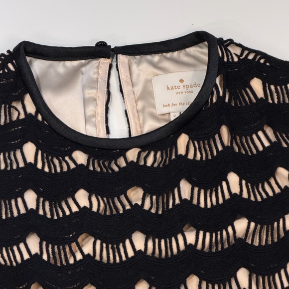 Kate Spade Black Crochet-Style Lace Occasion Dress Knee Length Lined Size Small🖤 - Picture 2 of 7